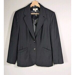 Talbots Black Wool Blend 2 Button Blazer‎ Dress 10 Petite